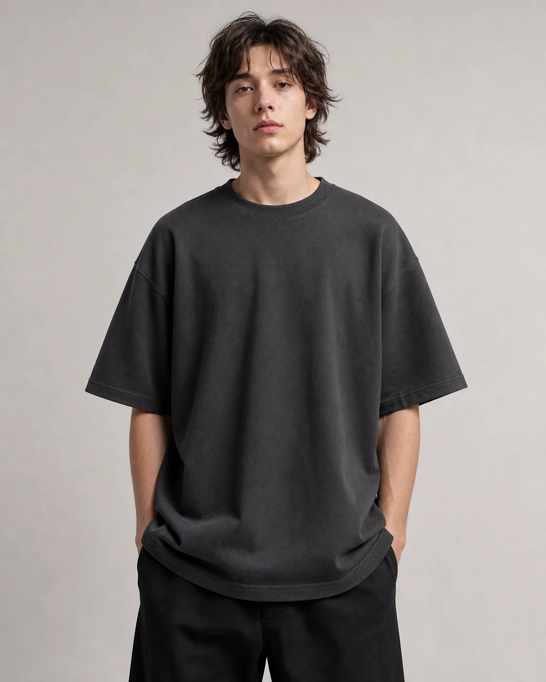 Signature Heavy Tee in Washed Black