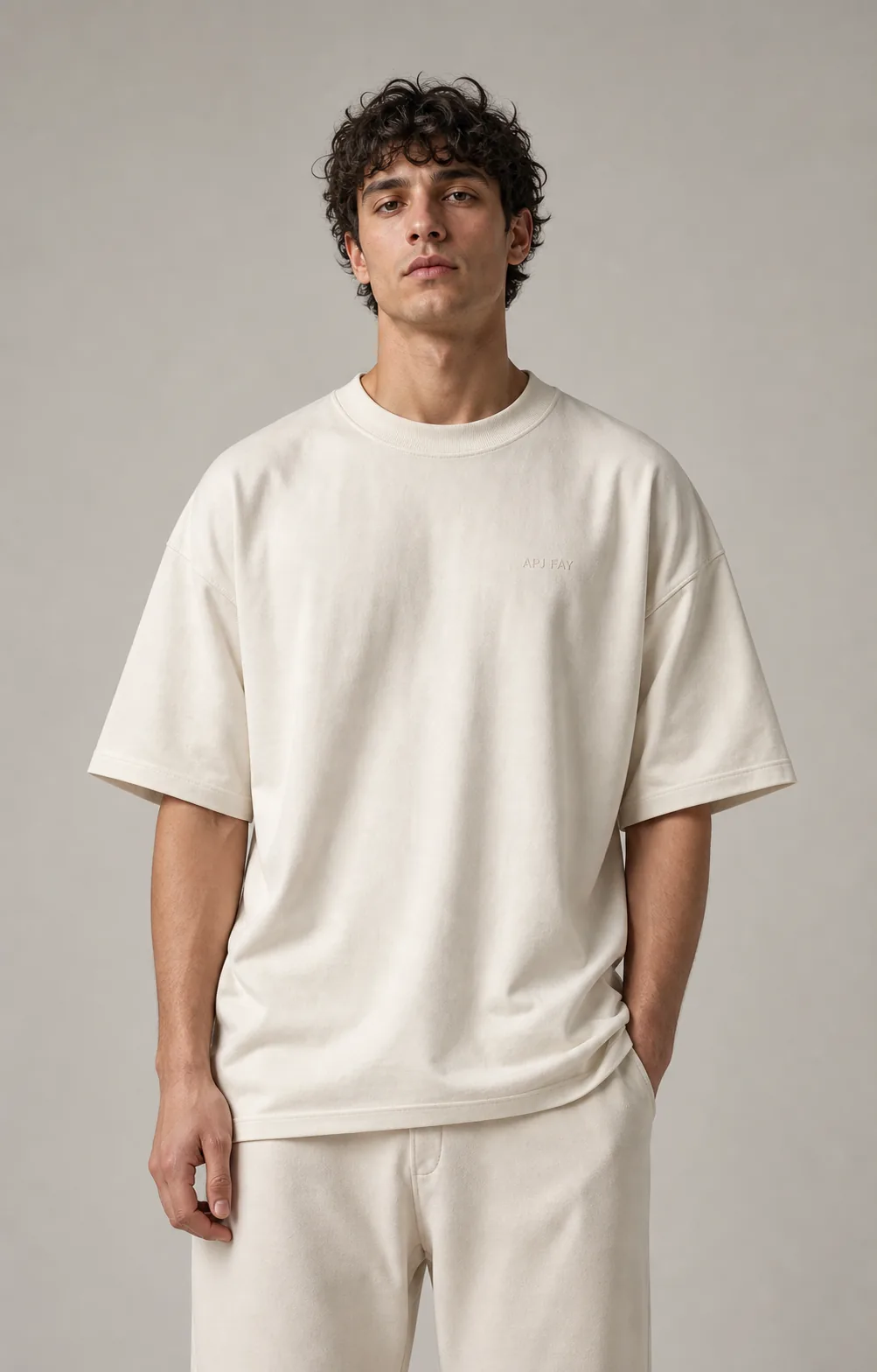 Minimal Wordmark Tee in Bone