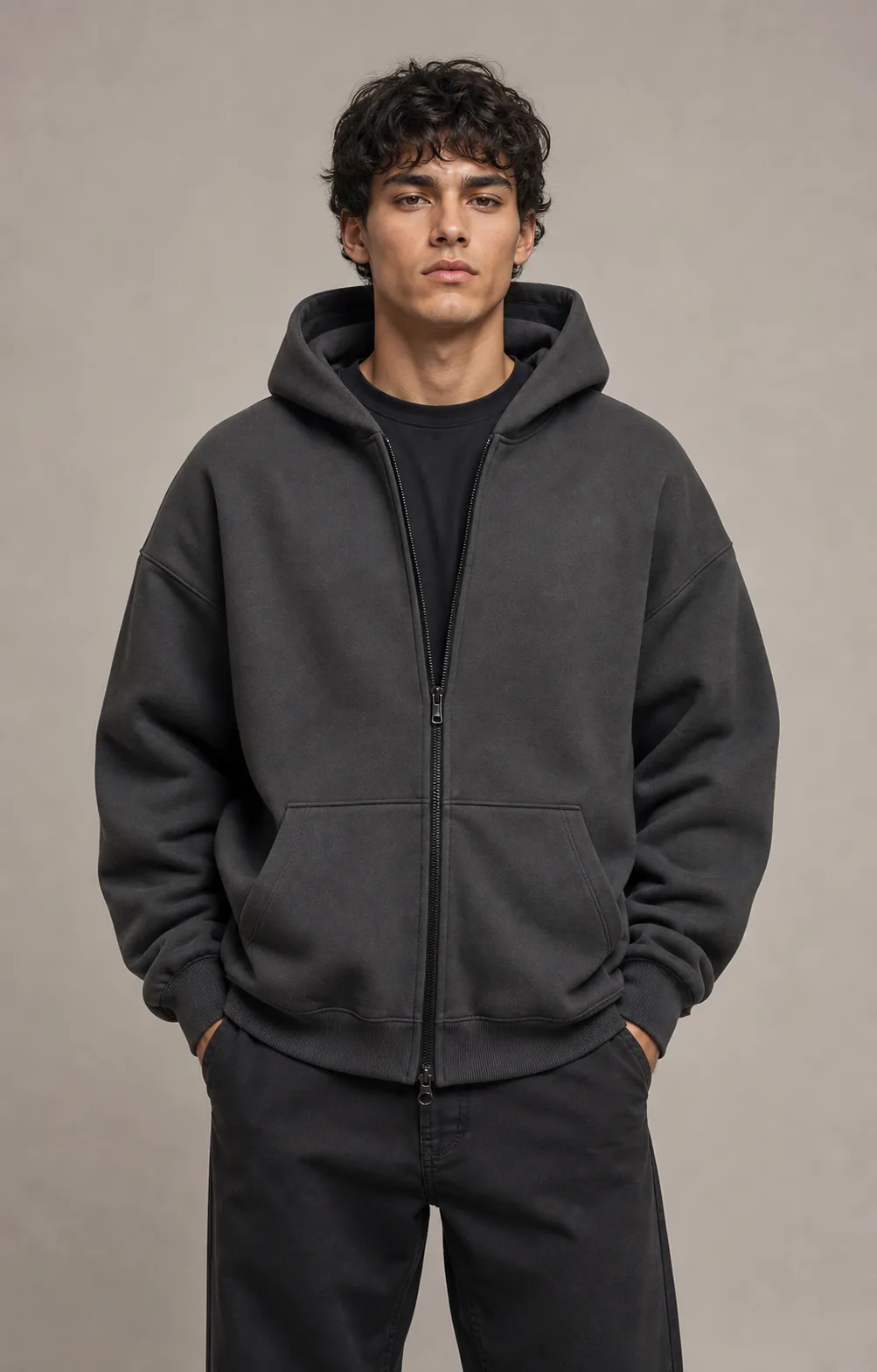 Foundation Zip Hoodie in Charcoal