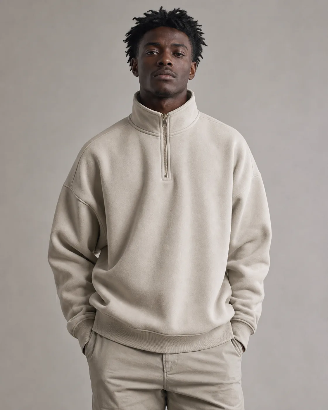 Harbor Quarter Zip in Stone